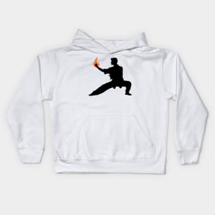 Wushu Fire Flame Hand Silhouette Pose Kids Hoodie